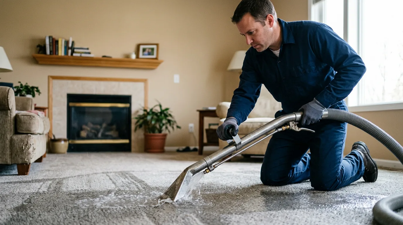 Water damage restoration technician working near Grimesland, NC